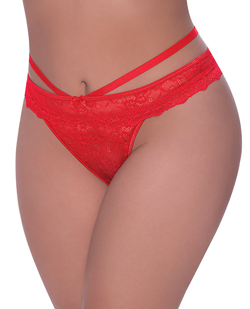 Ooh La Lace Peek-a-boo Cheeky Panty Red Qn - LUST Depot