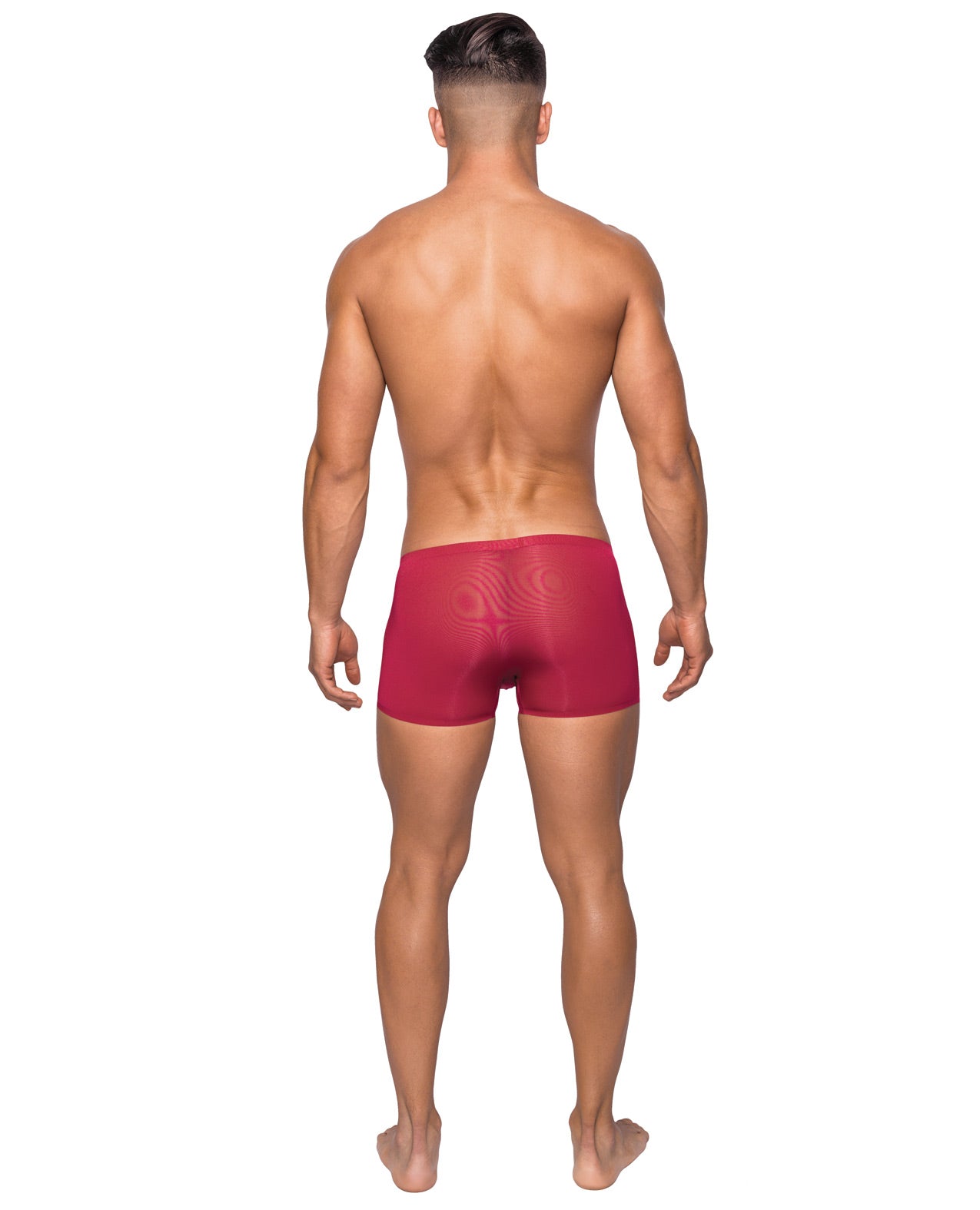 Seamless Sleek Short W-sheer Pouch Red Lg - LUST Depot