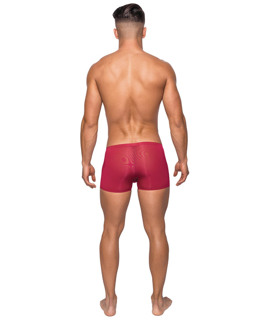 Seamless Sleek Short W-sheer Pouch Red Xl - LUST Depot