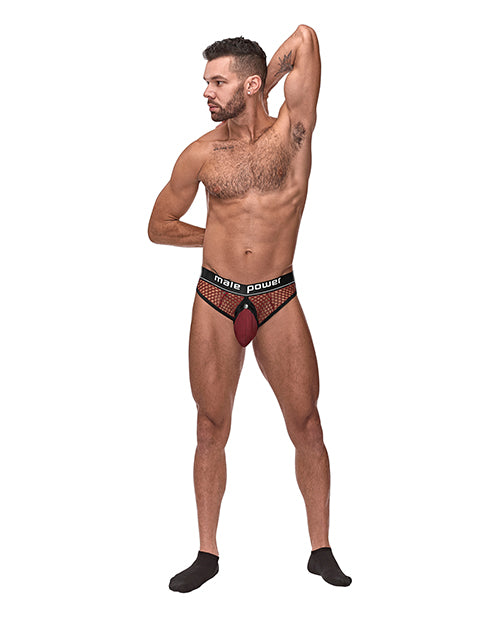 Cock Pit Fishnet Cock Ring Thong Red S-m - LUST Depot