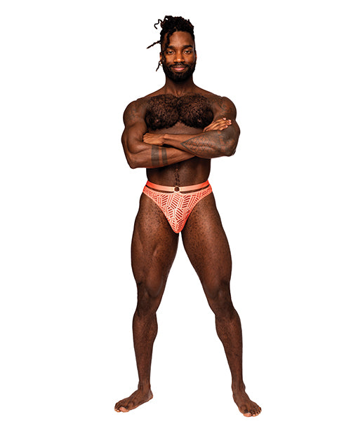 Rude Awakening Mesh Strap Thong Neon Orange L/xl - LUST Depot