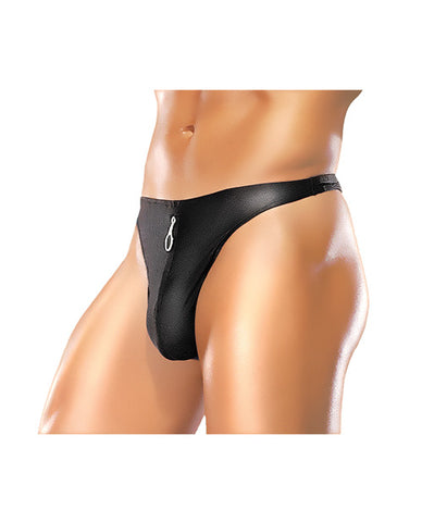 Male Power Zipper Thong Black L-xl