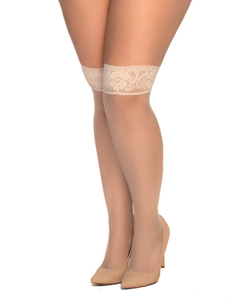 Mesh Thigh High Stockings Nude Qn - LUST Depot