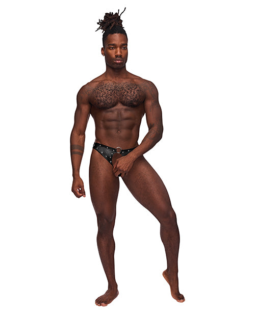 Fetish Cyclops Nylon Spandex Pouchless Jock Strap Black S-m - LUST Depot