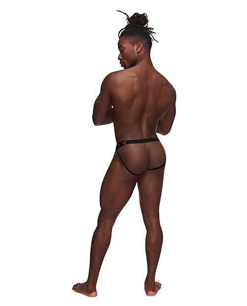 Fetish Cyclops Nylon Spandex Pouchless Jock Strap Black S-m - LUST Depot