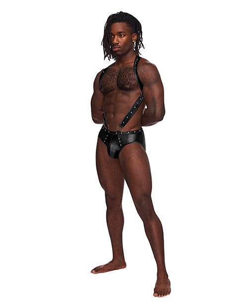 Fetish Uranus Nylon Spandex Moonshine Harness Brief Black L-xl - LUST Depot