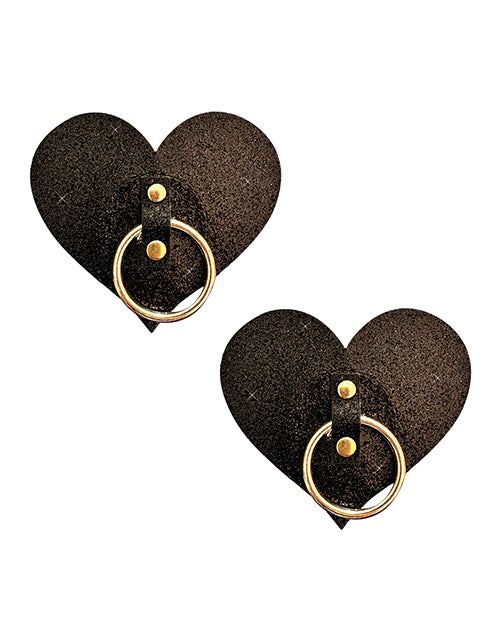 Neva Nude After Midnight Glitter Hoop Heart Pasties - Black O/s - LUST Depot