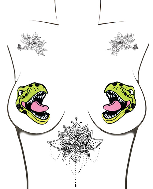 Neva Nude Black Light  Dinosaur Pasties - Green O-s - LUST Depot