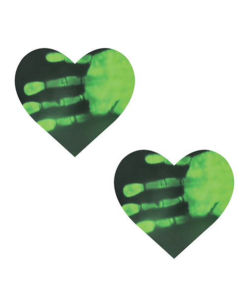 Neva Nude Temperature Reactive Heart Pasties - Neon Green - LUST Depot