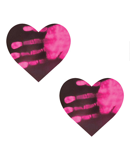 Neva Nude Temperature Reactive Heart Pasties - Neon Pink - LUST Depot