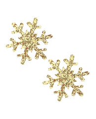 Neva Nude Glitter Snowflake Pasties - Gold O/s