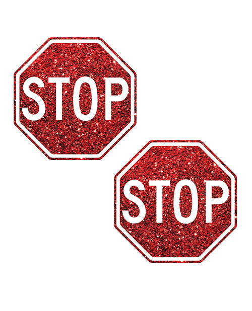 Neva Nude Stop Sign Glitter Pasties - Red O/s - LUST Depot