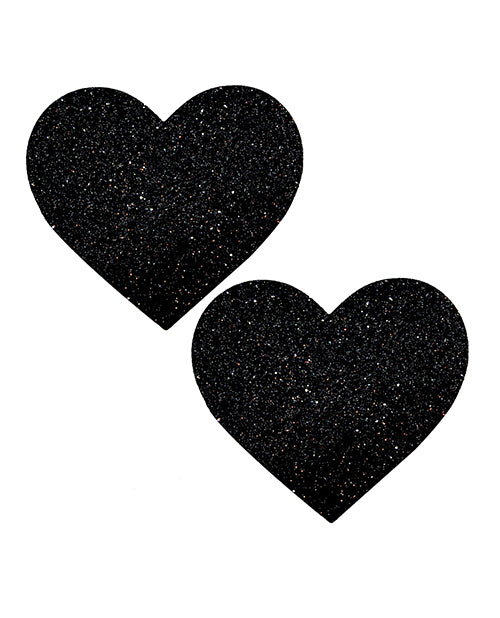 Neva Nude Black Malice Queen Status Glitter Heart Pasties - Black Qn - LUST Depot