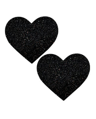 Neva Nude Black Malice Queen Status Glitter Heart Pasties - Black Qn