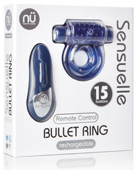 Sensuelle Remote Control Rechargeable Bullet Ring - Blue