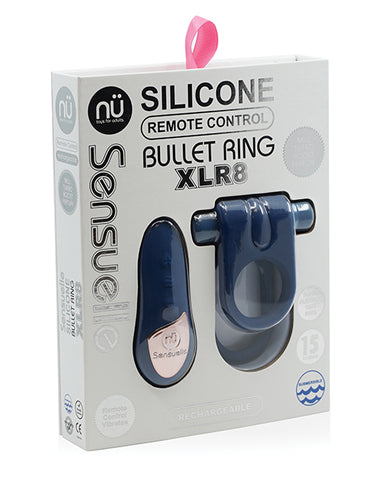 Sensuelle Silicone Remote Control Xlr8 Turbo Boost Bullet Ring - Navy