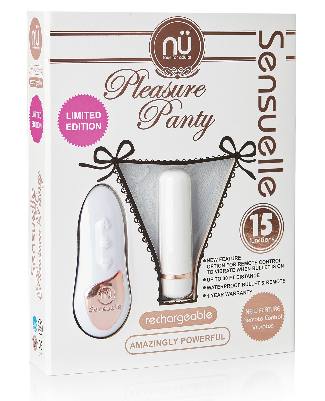 Sensuelle Pleasure Panty Bullet W-remote Control - 15 Function White - LUST Depot