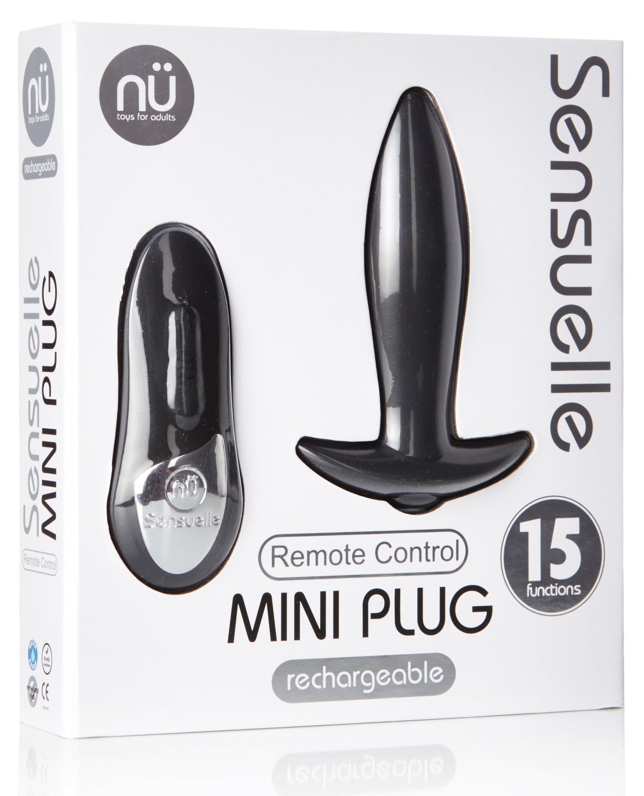 Sensuelle Remote Control Rechargeable Mini Plug - Black - LUST Depot