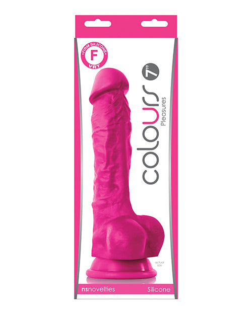 Colours Pleasures 7" Dong W-balls & Suction Cup - Pink - LUST Depot