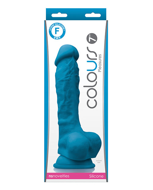 Colours Pleasures 7" Dong W-balls & Suction Cup - Blue - LUST Depot