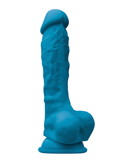 Colours Pleasures 7" Dong W-balls & Suction Cup - Blue - LUST Depot