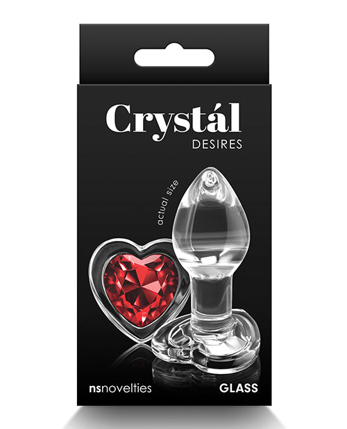 Crystal Desires Glass Heart Gem Butt Plug Small - Red - LUST Depot