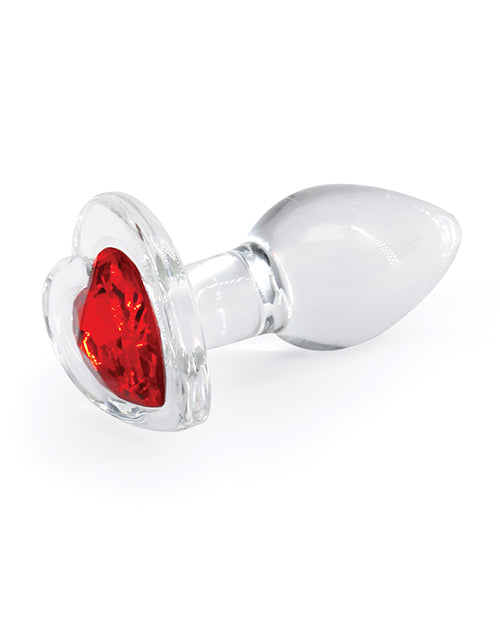 Crystal Desires Glass Heart Gem Butt Plug Small - Red - LUST Depot