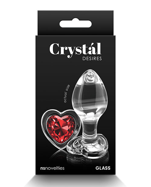 Crystal Desires Glass Heart Gem Butt Plug Medium - Red - LUST Depot