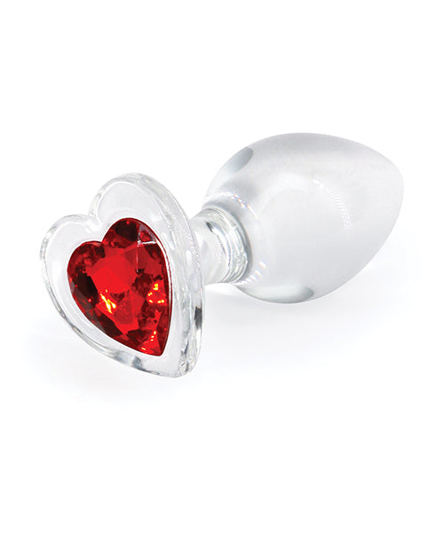 Crystal Desires Glass Heart Gem Butt Plug Medium - Red - LUST Depot