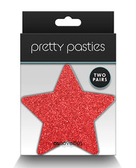 Pretty Pasties Glitter Stars Red/silver - 2 Pair