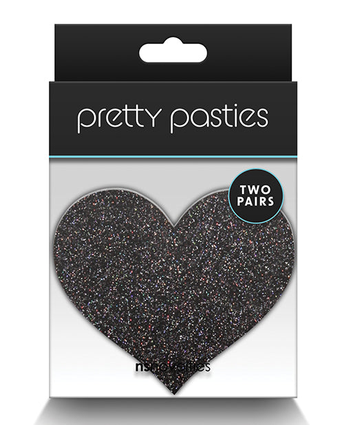 Pretty Pasties Glitter Hearts Black/gold - 2 Pair - LUST Depot