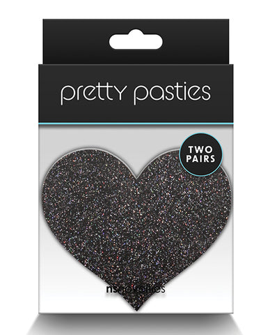 Pretty Pasties Glitter Hearts Black/gold - 2 Pair