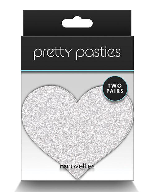 Pretty Pasties Glitter Hearts Red/silver - 2 Pair - LUST Depot