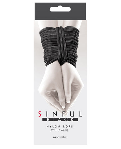 Sinful 25' Nylon Rope - Black