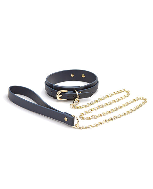 Bondage Couture Vinyl Collar And Leash - Blue - LUST Depot