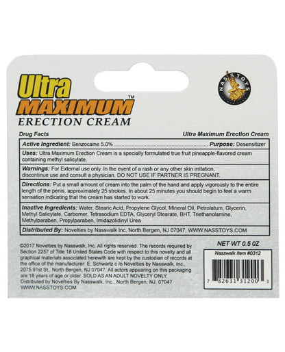 Ultra Maximum Erection Cream - .5 Oz - LUST Depot