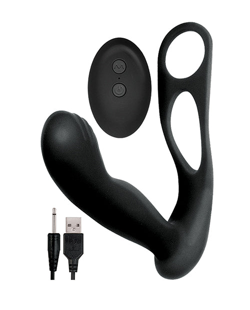 Butts Up Prostate Massager W-scrotum & Cockring - Black - LUST Depot