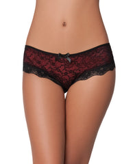 Cage Back Lace Panty Black-red S-m