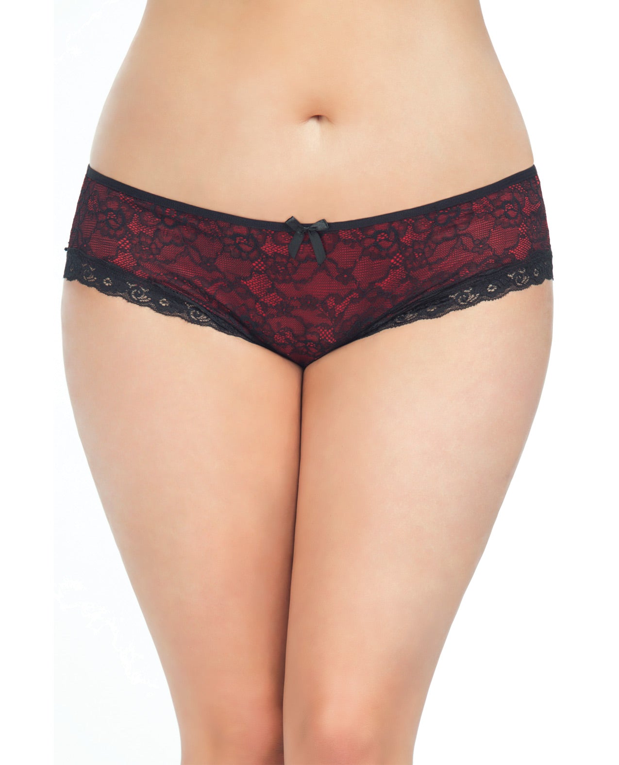 Cage Back Lace Panty Black-red 3x-4x - LUST Depot