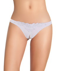 Crotchless Thong W/pearls White O/s