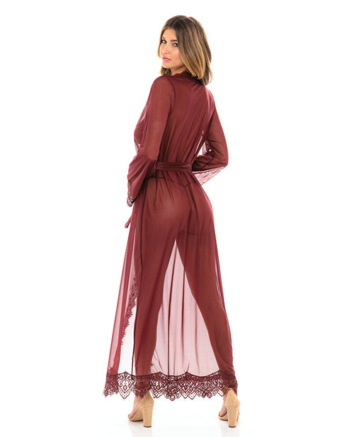 Provence Eyelash Lace Floor Length Robe Zinfandel L-xl - LUST Depot