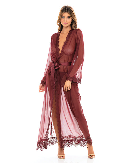 Provence Eyelash Lace Floor Length Robe Zinfandel L-xl - LUST Depot