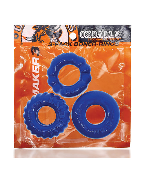 Oxballs Bonemaker 3 Pack Cockring Kit - Pool Blue - LUST Depot