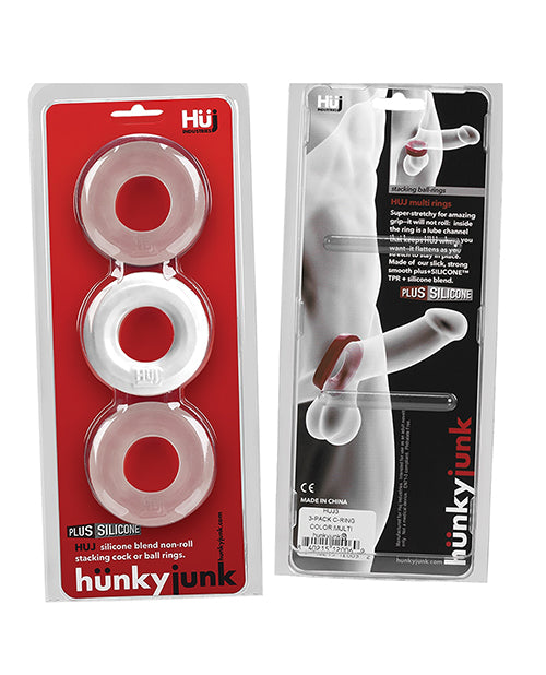 Hunky Junk 3 Pack C Ring - White Ice - LUST Depot