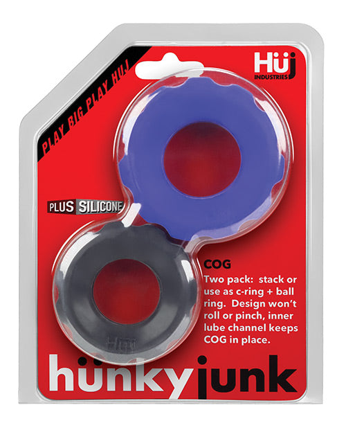 Hunky Junk Cog Ring 2 Size Double Pack - Cobalt & Tar Pack Of 2 - LUST Depot