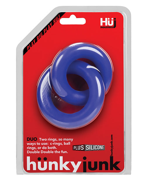 Hunky Junk Duo Linked Cock & Ball Rings - Cobalt - LUST Depot