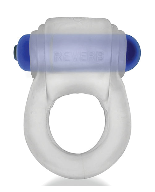 Hunkyjunk Revring Cock Ring W/vibe - Clear W/blue Vibe - LUST Depot