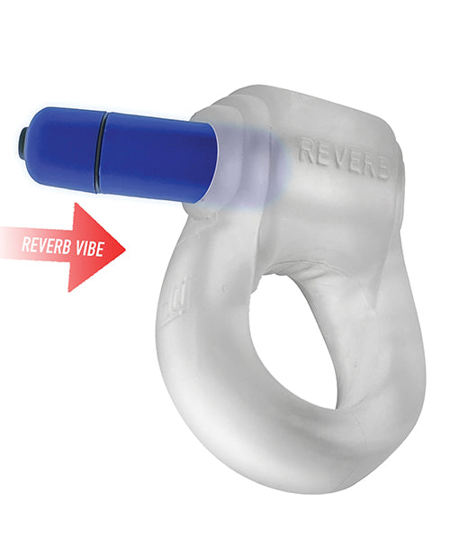 Hunkyjunk Revring Cock Ring W/vibe - Clear W/blue Vibe - LUST Depot