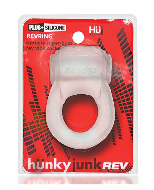 Hunkyjunk Revring Cock Ring W/vibe - Clear W/blue Vibe - LUST Depot