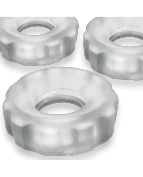 Hunky Junk Super Huj 3 Pack Cockrings - Clear Ice - LUST Depot